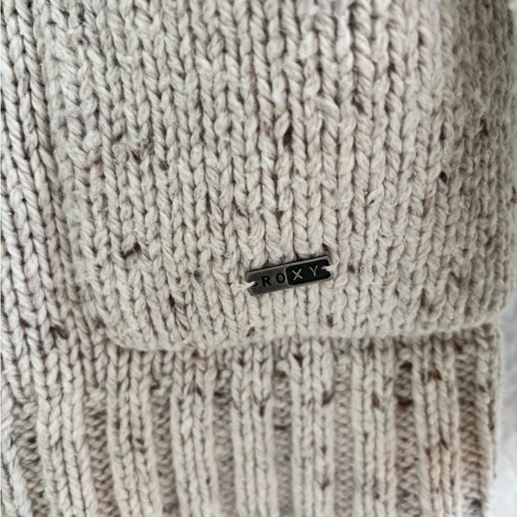 Roxy Beige Cardigan with Striped Sleeve Sz X-Small - Picture 4 of 7